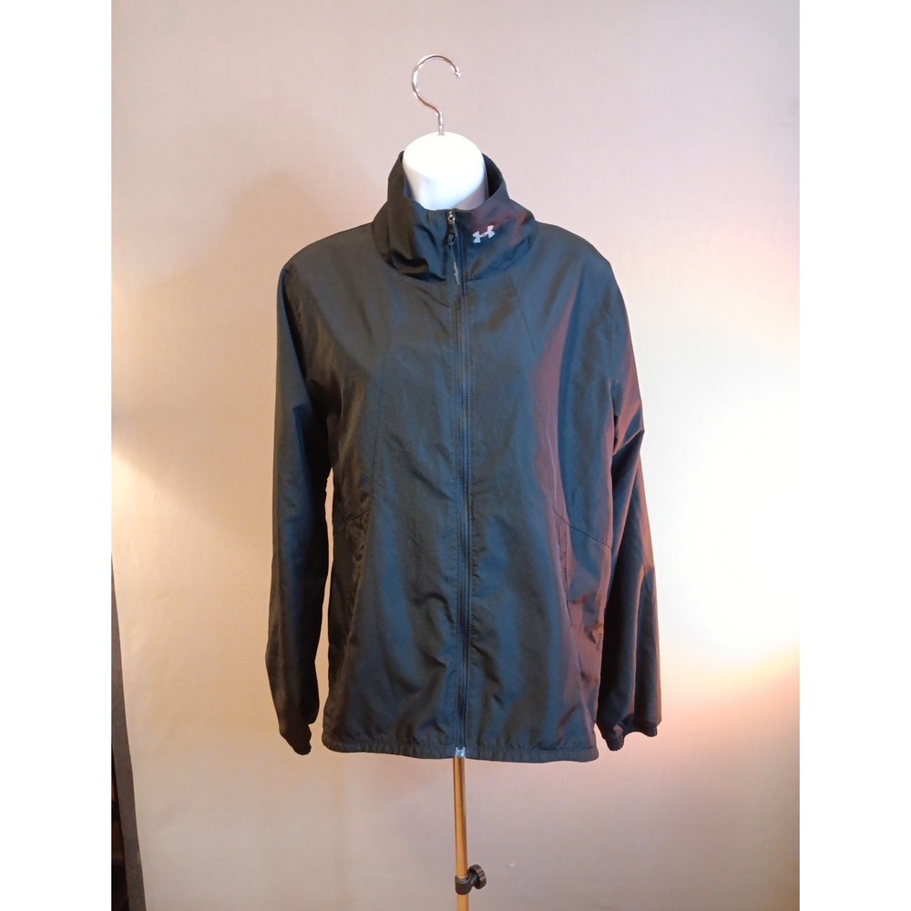 UA Womans Under Armour International Jog Running Full Zip Black Windbreaker M